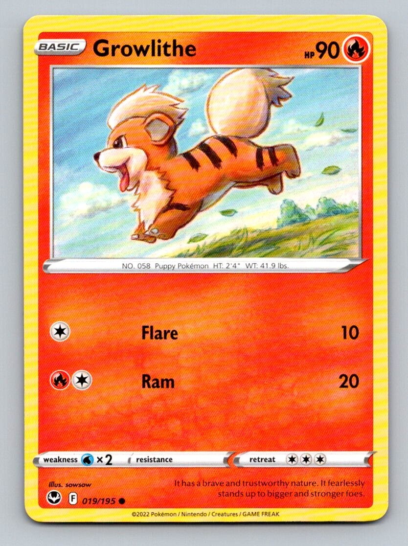 2022 Pokemon Card Silver Tempest Growlithe 19/195