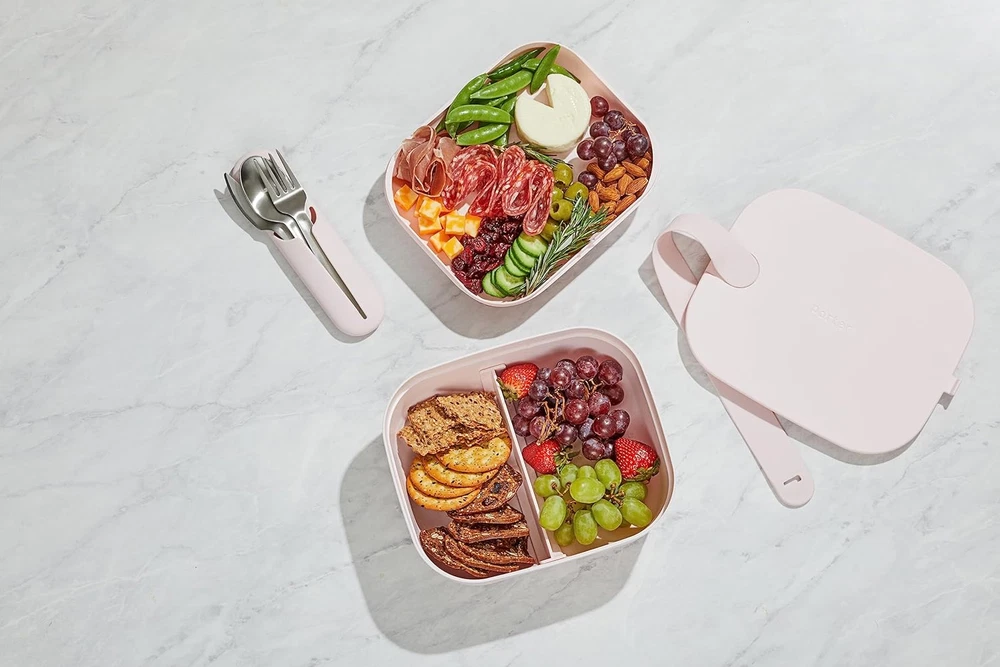 Porter Bento Lunch Box, 3 Compartment Bento Box Portable Lunch Box with Snap Str