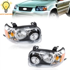 Pair of Halogen Headlights Headlamps Assembly For 2005-2006-2007 Ford Escape
