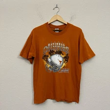 JERZEES UT Longhorn Tee MENS L Burnt Orange Football 2005 National Champions Y2K