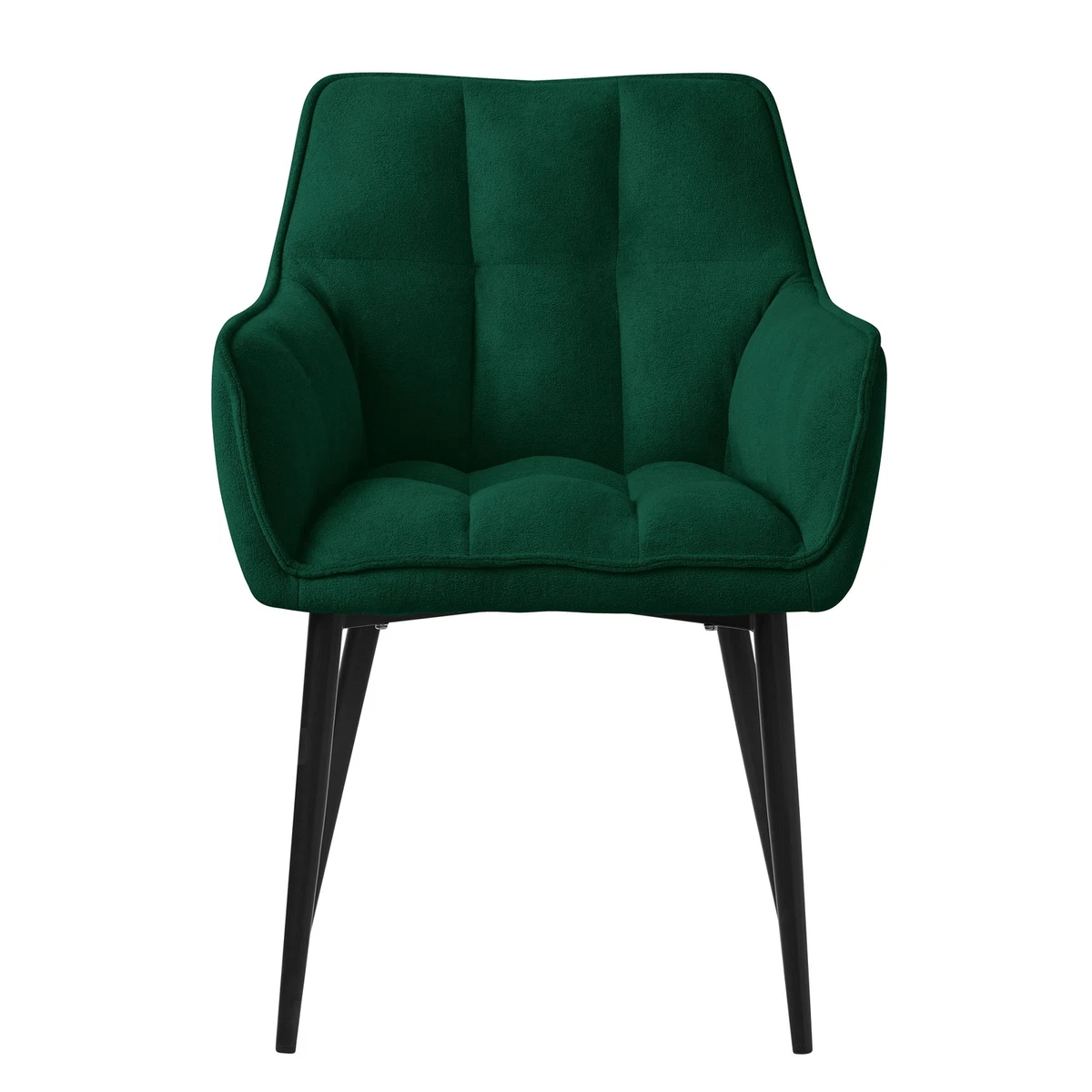 4x Asiento de comedor verde silla tapizada acolchada con reposabrazos y respaldo