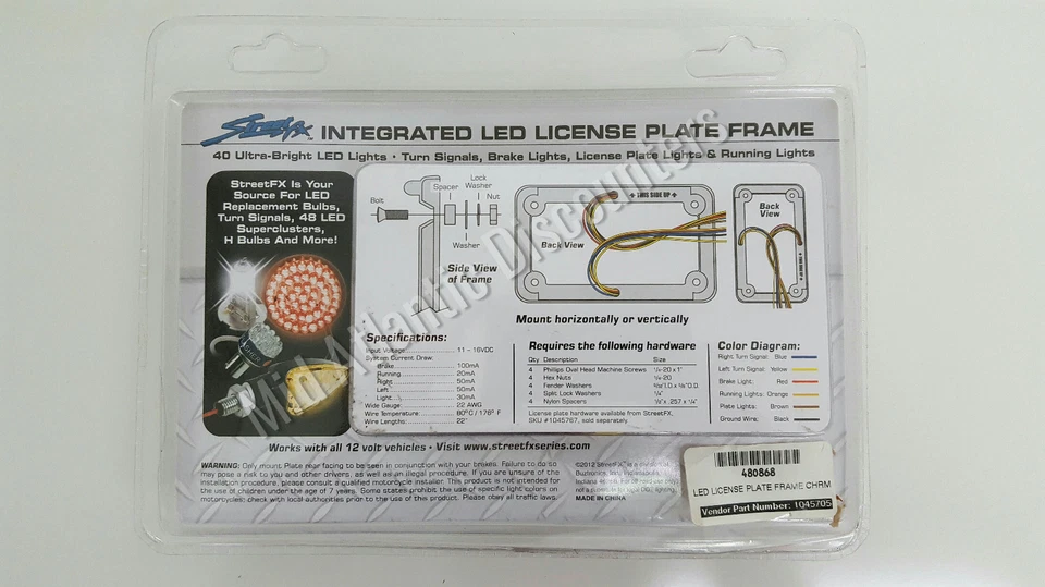 Marco de matrícula LED integrado Street FX 1045705 funciona con todos los vehículos de 12V Foto 2 de 2