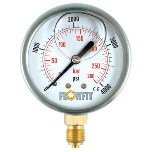 "63Mm Glycerin GefüLlt Hyd Druckmesser 0-14500 Psi (1000 Stange) 1/4 \" Bsp Fuß En"-image