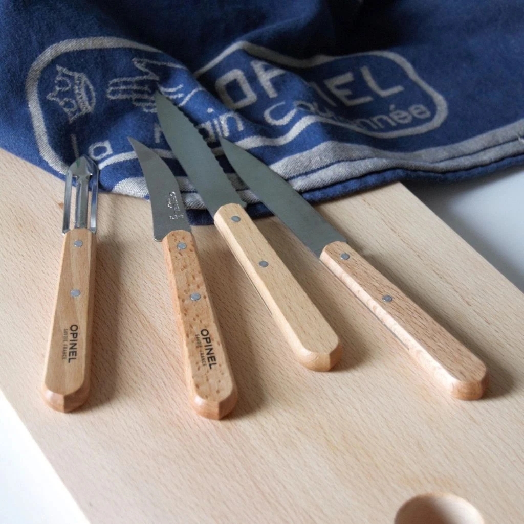 OPINEL ESSENTIAL SMALL KITCHEN KNIFE SET - NATURAL BEECHWOOD (001300)
