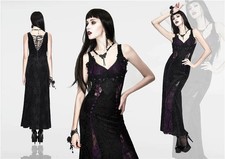 Eva Lady Deep V Sleeveless See Through Black with Purple Elegant Party Dresses