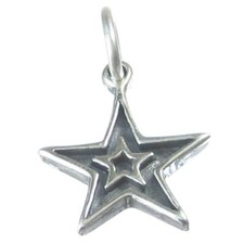 Double star sterling silver charm .925 x 1 Stars charms.