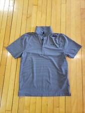 Under Armour Polo Shirt Men's M Medium Gray Stripe Golf Performance Heatgear