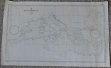 MAPPA TRAMA NAVE NAUTICA TERRENO MEDITERRANEO 1954 VINTAGE