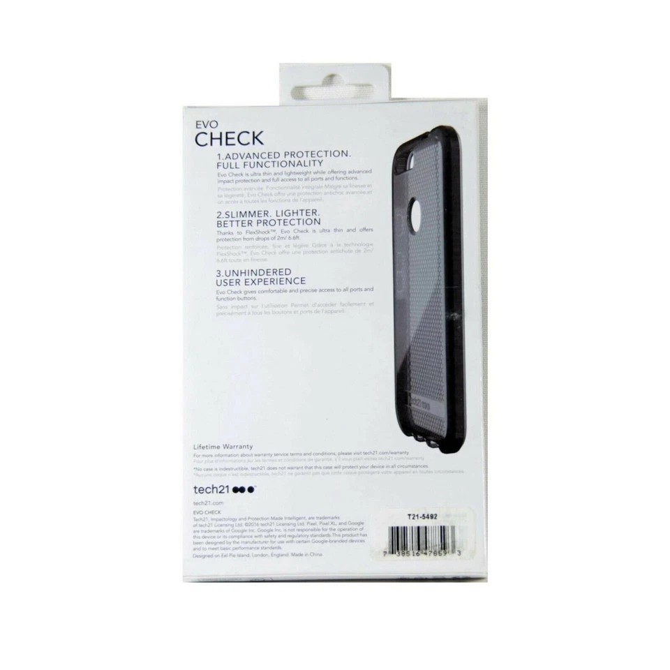 TECH21 CASE FOR GOOGLE PIXEL XL EVO CHECK IMPACT PROTECT SMOKEY BLK NEW T21-5492 - Image 2 of 3