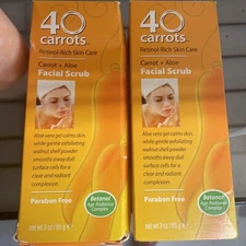 40 Carrots Retinol-Rich Skincare Carrot + Aloe Facial Scrub 3 oz X 2