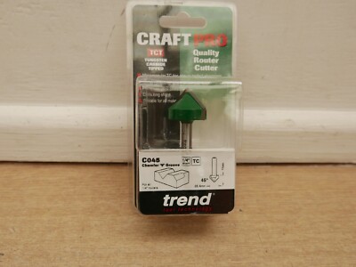 TREND C045X1/4TC C045 45* FASE V-NUT TCT OBERFRÄSER FRÄSER BIT 1/4 ZOLL SCHAFT