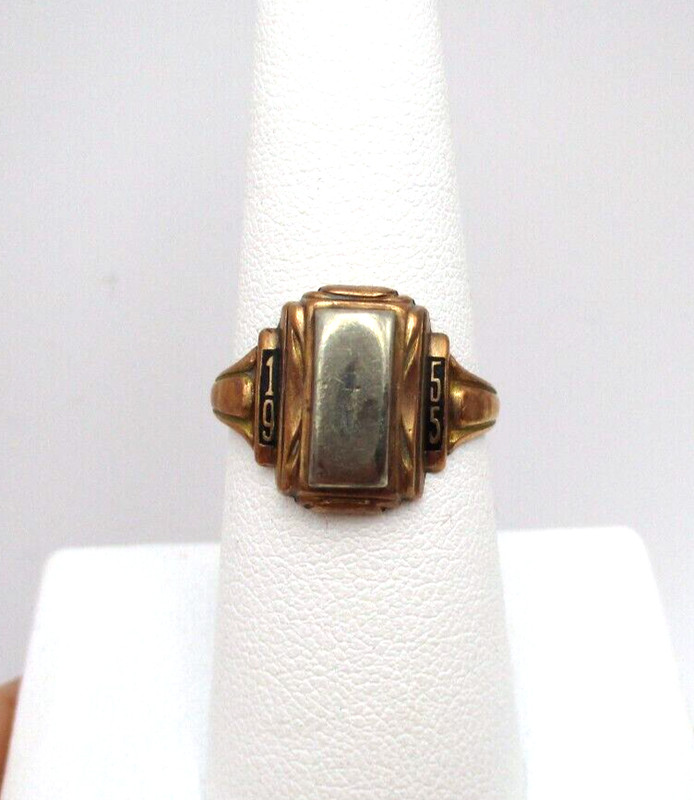 1955 10K Yellow & White Gold School Ring Size 7 [R199]