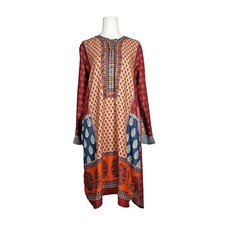 Khaadi Womens New Kurta Top Pret Patchwork Pockets Viscose Pakistani 10 Medium