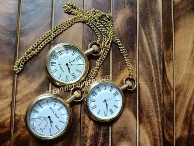 Gold Messing Taschenuhr für Hochzeit Geschenk Set Mit 3 Stück