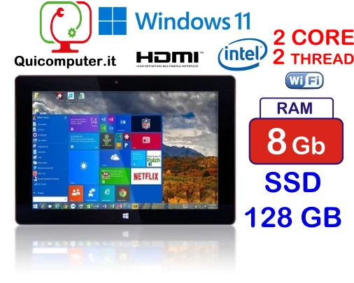TABLET PC CONVERTIBILE 10 POLLICI INTEL N4000 WINDOWS 11 RAM 8GB SSD 128GB HDMI - Immagine 2 di 4