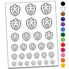Lion Head Face Temporary Tattoo Water Resistant Set