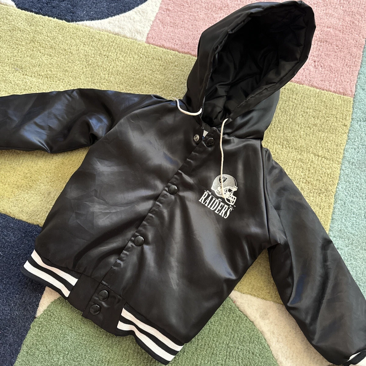 VTG s Chalk Line Raiders NFL Football Nylon Bomber Jacket Size 4