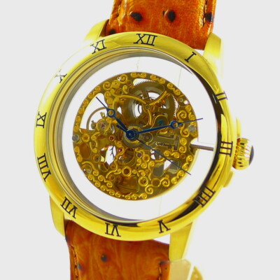 Raoul Braun Herren Armbanduhr RUB 01-0028GL skelettiert große Uhr  46mm