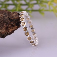 Eternity Engagement Citrine Ring 925 Sterling Silver Band Ring For Her