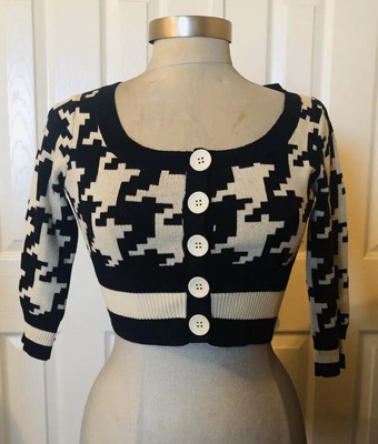 houndstooth cropped cardigan