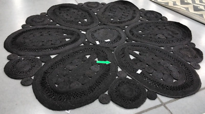 BLACK 10' X 10' Round Broken Thread Rug, Reduced Price 1172737288 NF360D-10R