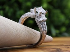 2.20Ct 3-Stone Princess Cut Moissanite Engagement Ring Real 925 Sterling Silver