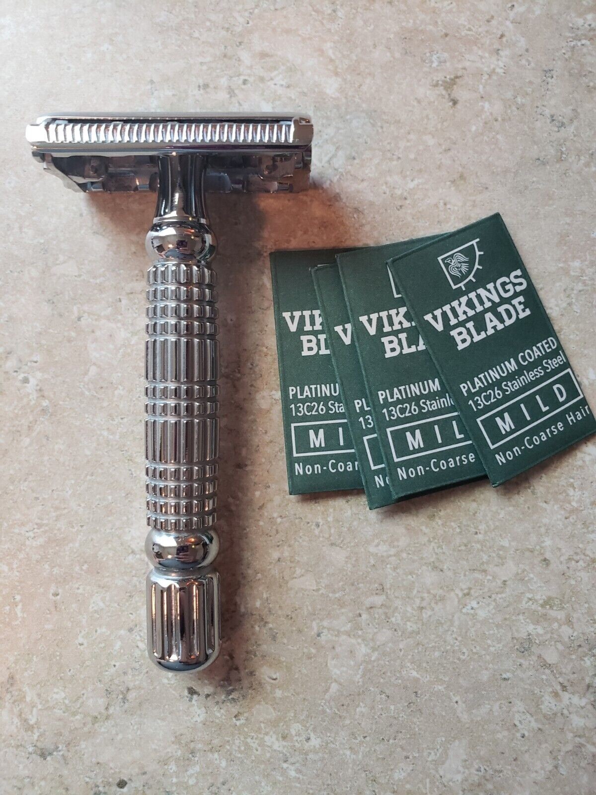 Viking The Vulcan Double Edge Safety Razor with Blades, Unused