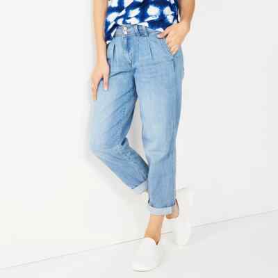 Niemela Blue High Rise Denim Jeans Pants Size 16 Pleat Front Gift Sonoma New