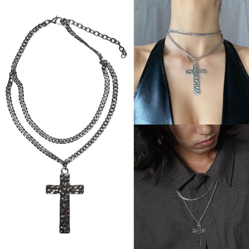 Versatile Crosses Pendant Necklace Goth Punk Jewellery Fashion Clavicular Chains - Picture 2 of 7