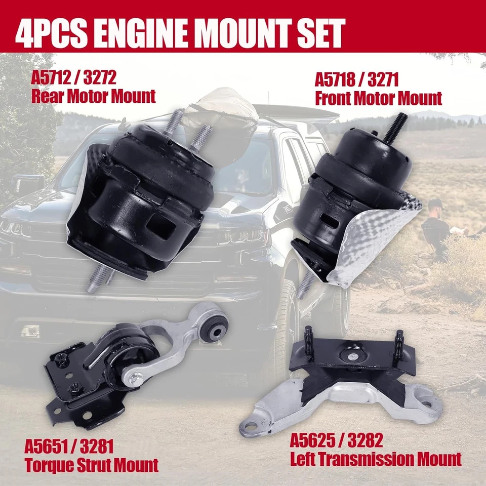 Soporte de motor compatible con Chevrolet Impala 2012-2013 negro  Foto 3 de 4