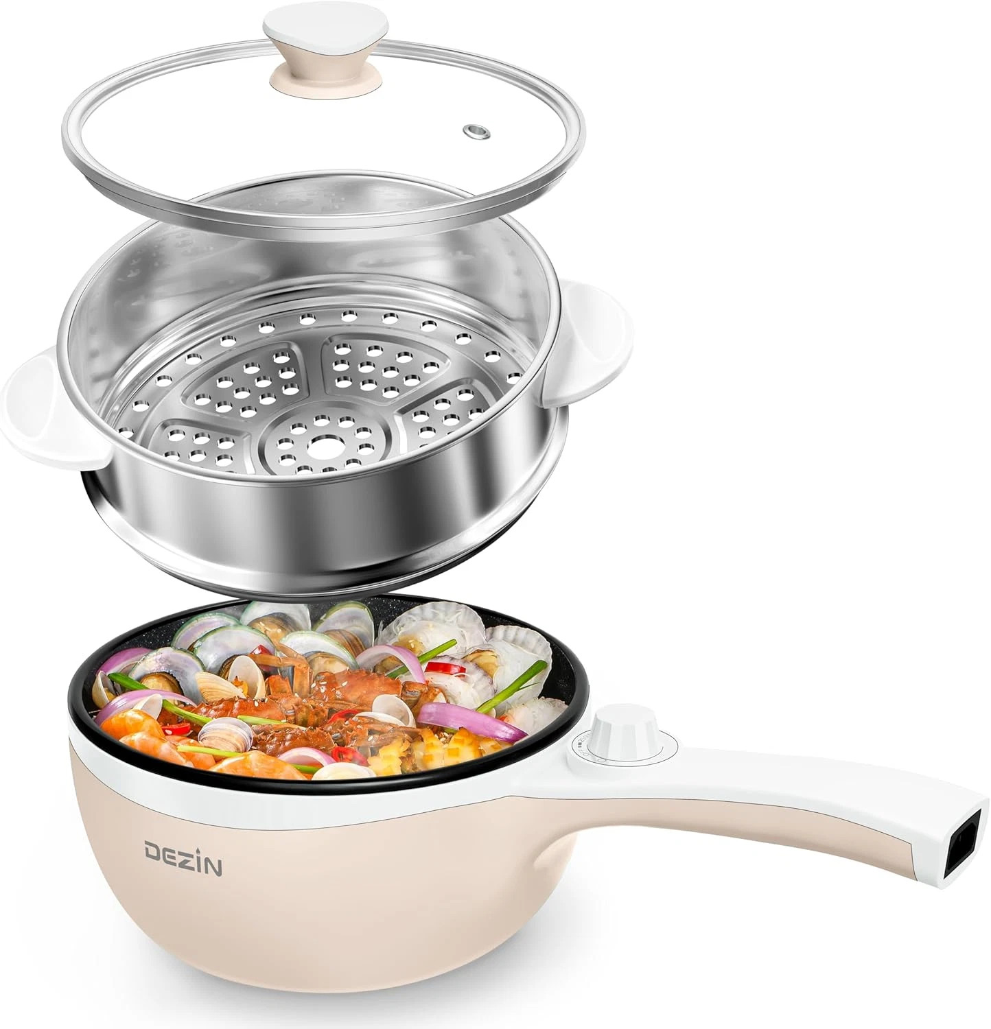 Hot Pot Electric with Steamer Upgraded, Non-Stick Sauté Pan, Rapid Noodles Elect