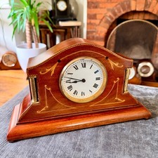 Antique Japy Frères Sheraton Revival Marquetry Mantel Clock Serviced Working