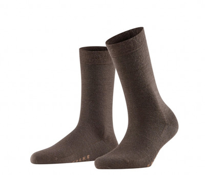 NWD Falke Womens Dark Brown Soft Merino One Pair Crew Sock Size US5-6/EU35-36