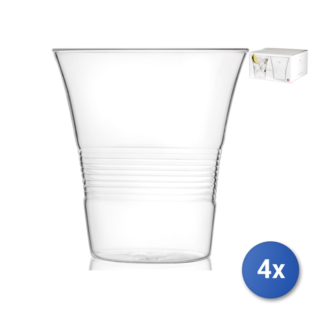 4X Borosilicate Glass Tumblers, Model 4You, 15.2Oz