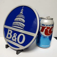 🔥 Cast Aluminum B&O Baltimore & Ohio Railroad Capital Logo Engine Sign Plate 