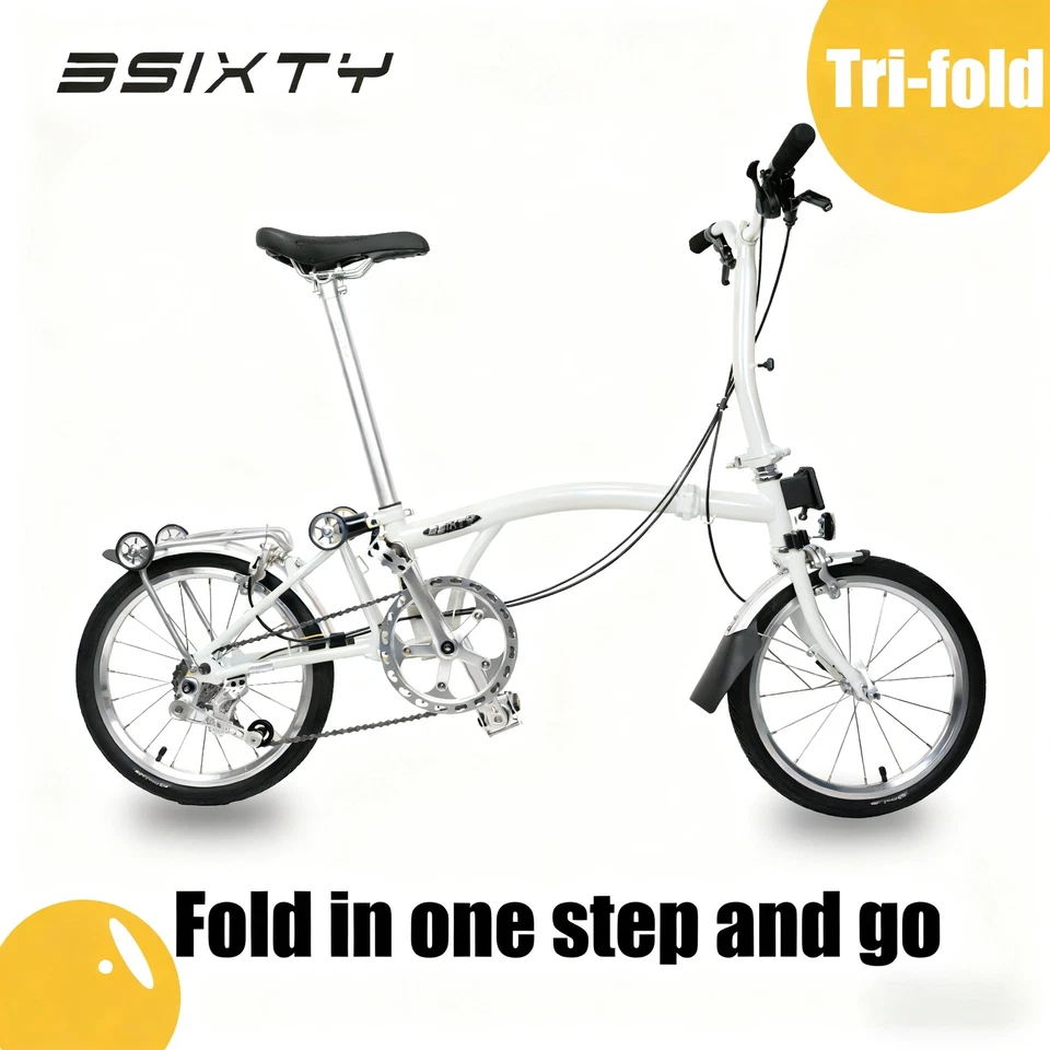 3SIXTY Faltrad im Brompton Style 4 Gang 16 Zoll Leichtes Klappfahrrad - Bild 3 von 4