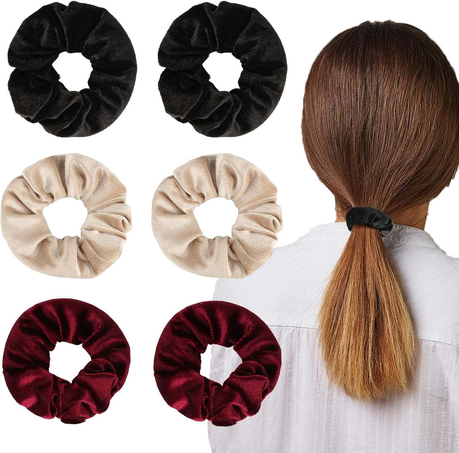 6 Pcs Pocket Scrunchies, Hidden Scrunchie with Zip Pocket, Large Zipper Scrunchi