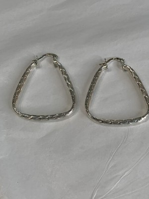 Sterling Silver Earrings Rounded Triangle Twisted Tube 1.25 d Lever Pierced 925