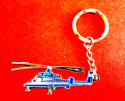 Helicopter Keyring Kaman K-Max Color Blue measures 2 1/2in x 1in