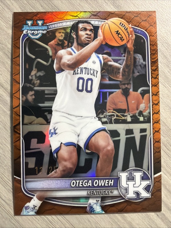 2025-26 Bowman Chrome Otega Oweh Orange Refractor Reptilian /25 Kentucky