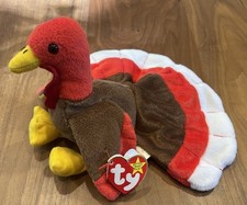 GOBBLES the Turkey TY Beanie Babies Plush 1996 Retired Thanksgiving With Tags ✨