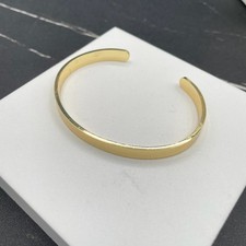 Gold-Tone Classic Fashion Shiny Metal Round-Ended Cuff Torque Slip-On Bracelet