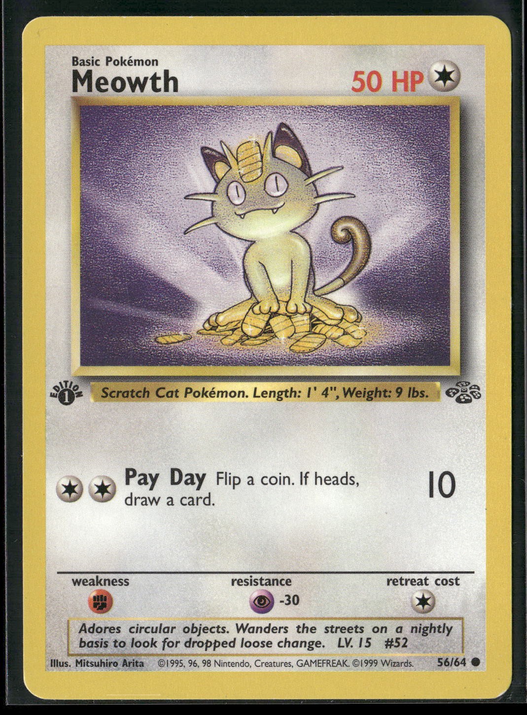Jungle #56/64 Meowth 1st. Edition