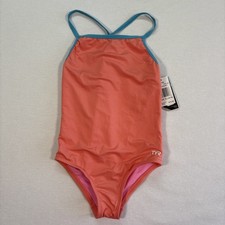 NEW TYR Girls solid diamondfit Swimsuit Coral size 14/16 XL A59