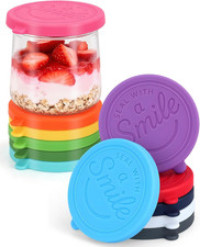 Oui Yogurt Jar Lids Silicone, 12 Pack Leak Proof and Reusable Oui Lids for 5Oz Y