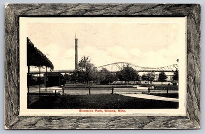 RPPC Winona MN Minnesota Riverside Park Antique Real Photo Postcard c.1911