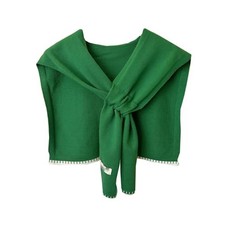 Women  s Knitted Shawl Wraps Tie Up Casual Scarf Cape One Size 02 Green