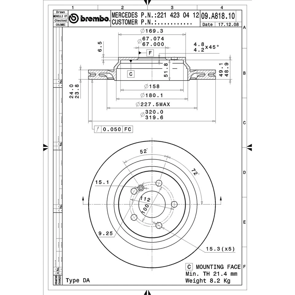 Kit de pastillas de rotores de freno trasero OE Brembo para Mercedes-Benz S600 2007 2009-2013 Foto 2 de 4