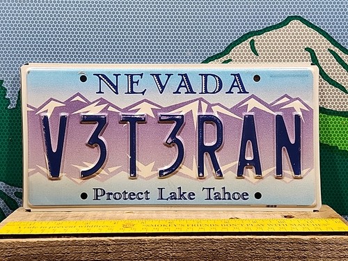 Nevada Vanity License Plate V3T3RAN Veteran Lake Tahoe Army Navy USAF USMC