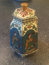 Vintage  6eckig Dose Deckeldose Cloisonne  Email Höhe 12,5 cm China Japan